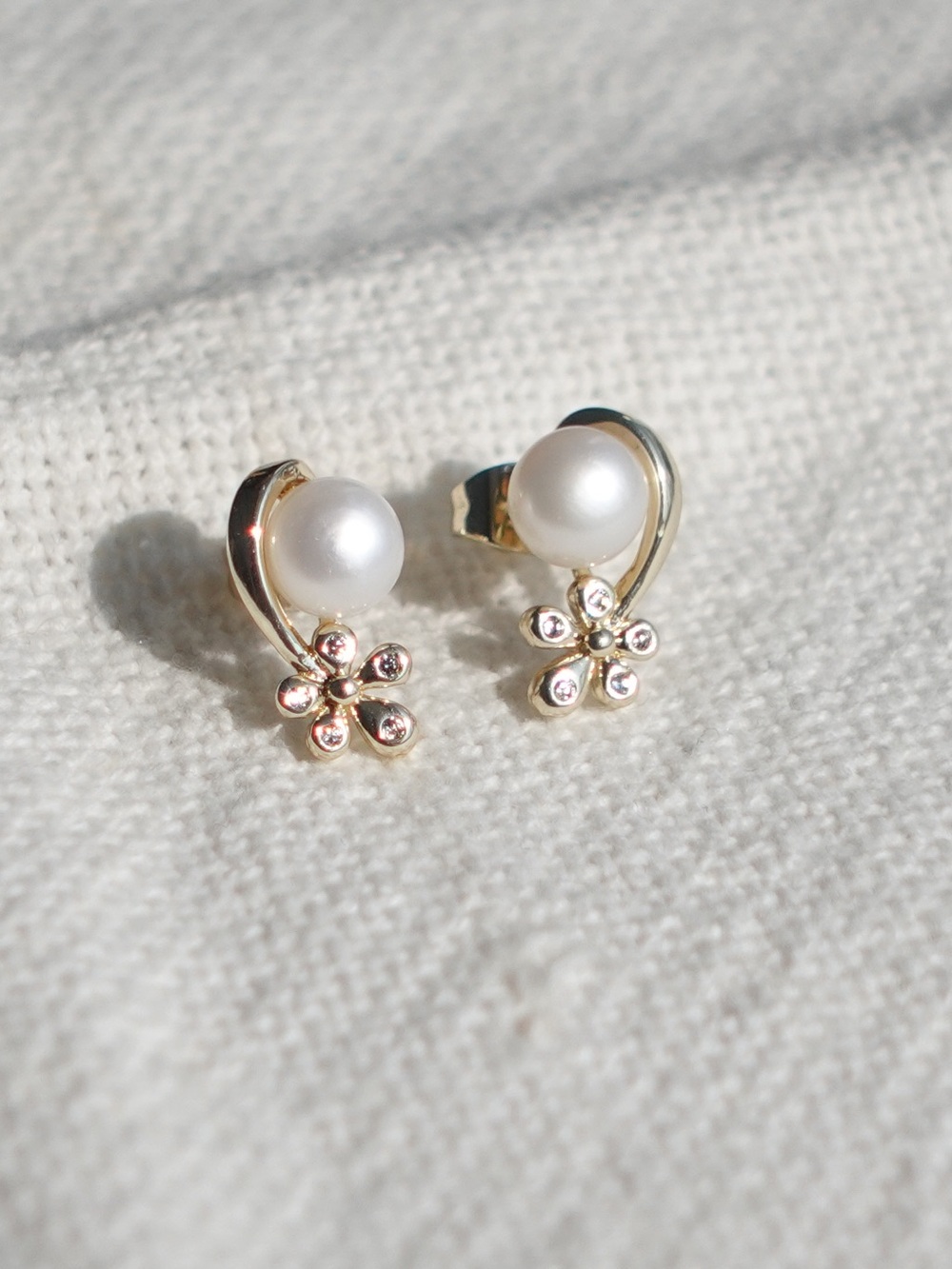 NEW! Pearl Accent Gold Plated Earring - Picture 5 of 5